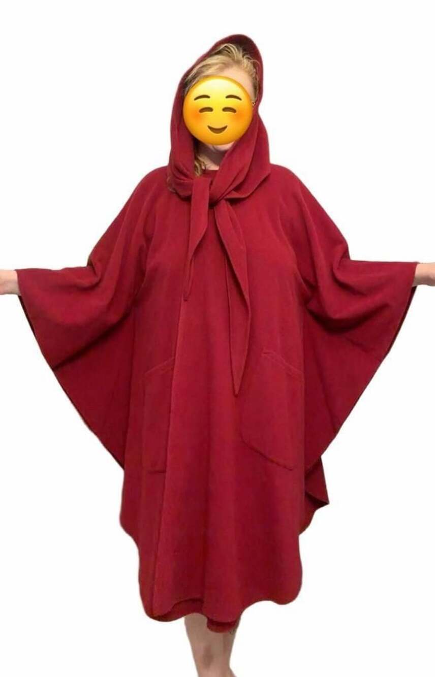 VTG Molina Jimmy Hourihan Red Wool Hooded Cape Cloak Ireland One Size Pockets